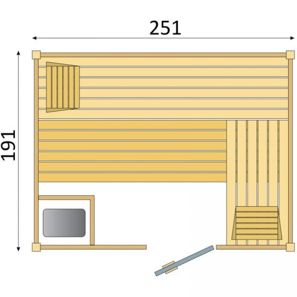 Binnensauna Massief - TDM900 - 250 x 190