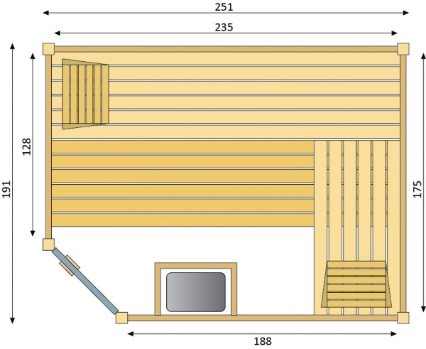 Binnensauna Massief - TDM900 - 250 x 190 - Afbeelding 4